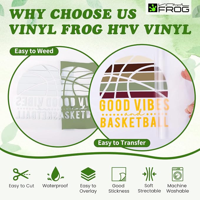 VINYL FROG HTV Vinyl Bundle 6 Pack 12"x3ft Heat Transfer Vinyl