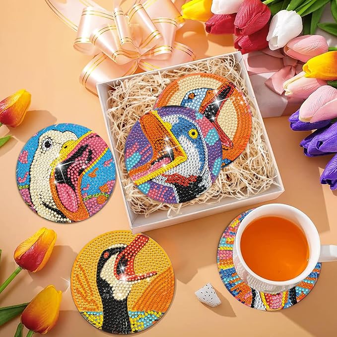EWJRNSF 6 PCS Diamond Art Coasters Kits, Small Diamond Painting Coasters