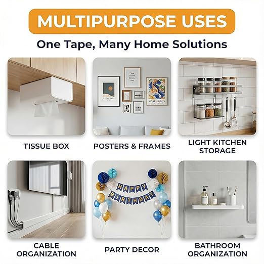 Double Sided Tape Heavy Duty, Picture Hanging Adhesive Strips)