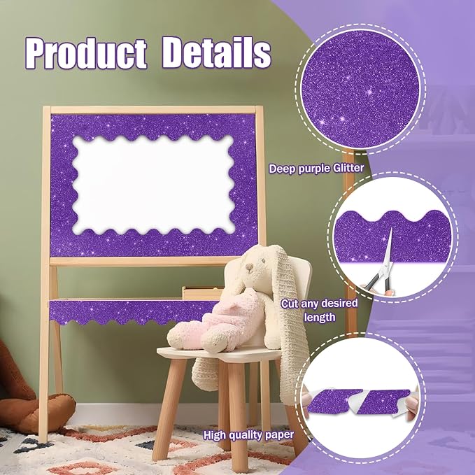 70Ft Shine Bulletin Board Borders，Scalloped Poster Boards Decorations Trim