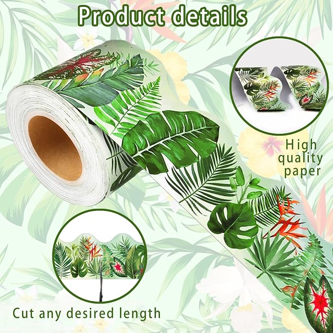 69 Feet Tropical Leaves Patterns Bulletin Board Borders Jungle Leaves Border