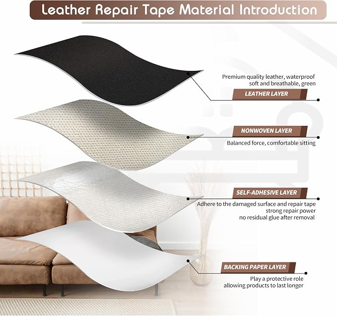 KING MOUNTAIN Leather Repair Patch, 16 x 60 Inches Self-Adhesive Repair Tape
