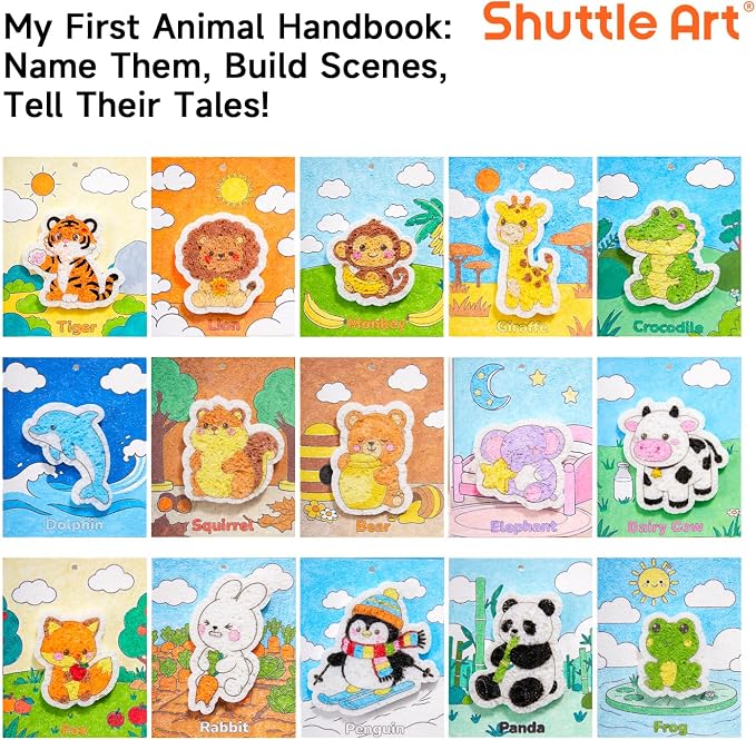 Shuttle Art 63 Pcs Magic Foam Texture Painting Kit Animal Series: 15 Animal