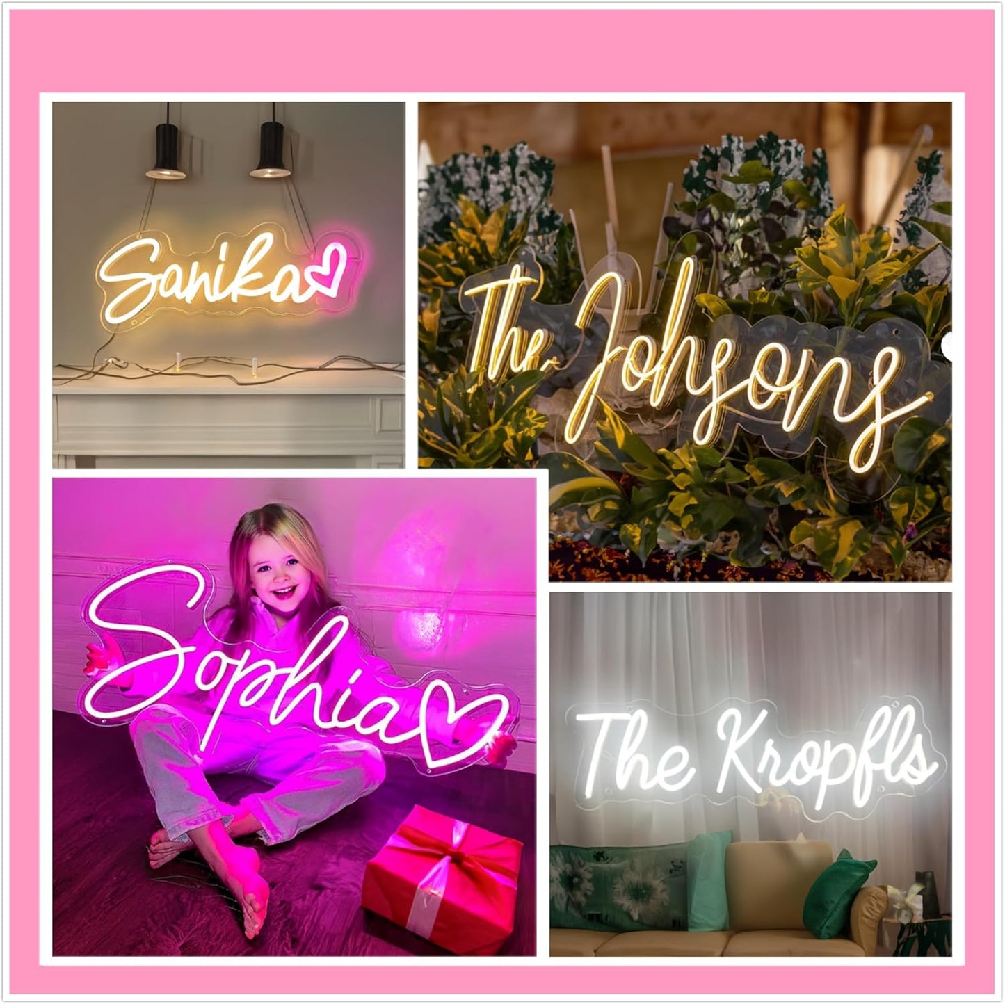 Custom Neon Signs, Neon Sign Customizable for Wall Decor, Personalized Neon Signs for Wedding, Neon Lights Signs for Family Birthday Bar Party Night Light, Company Logo Shop Name Business LED Signs