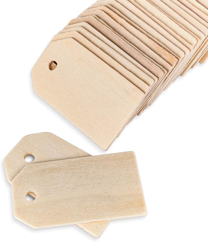 Super Z Outlet 50 Pack Unfinished Natural Wood Rectangle Blank Pieces Wooden