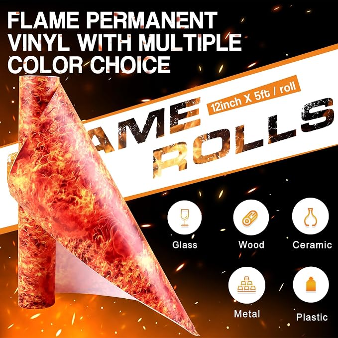 Tintnut Flame Permanent Vinyl Roll 12 in x 5ft Permanent Adhesive Vinyl |