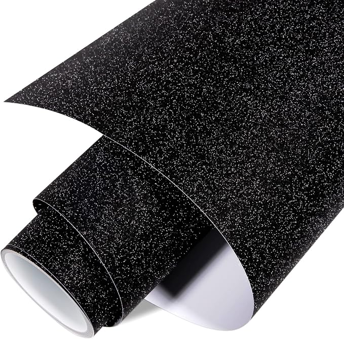 VINYL FROG Shimmer Adhesive Vinyl 12"x60" Black Glitter Craft Permanent Vinyl
