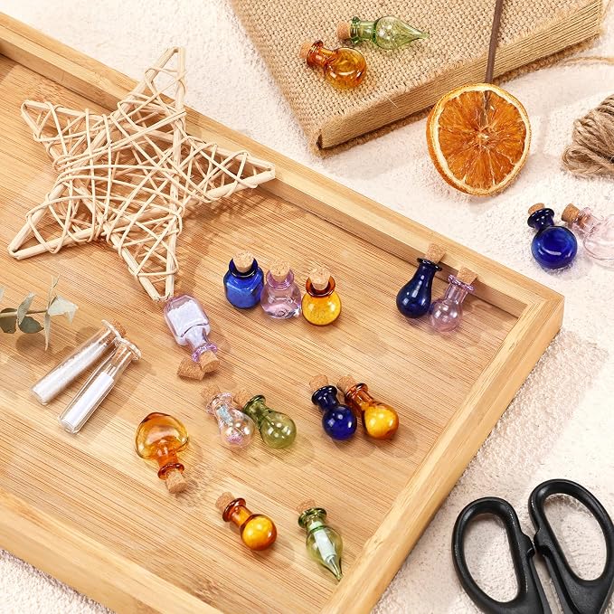 Geiserailie 80 Pieces Tiny Glass Bottles Spell Jars