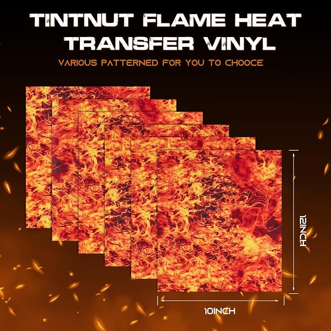Tintnut Red Flame Heat Transfer Vinyl, stretch washable, compatible