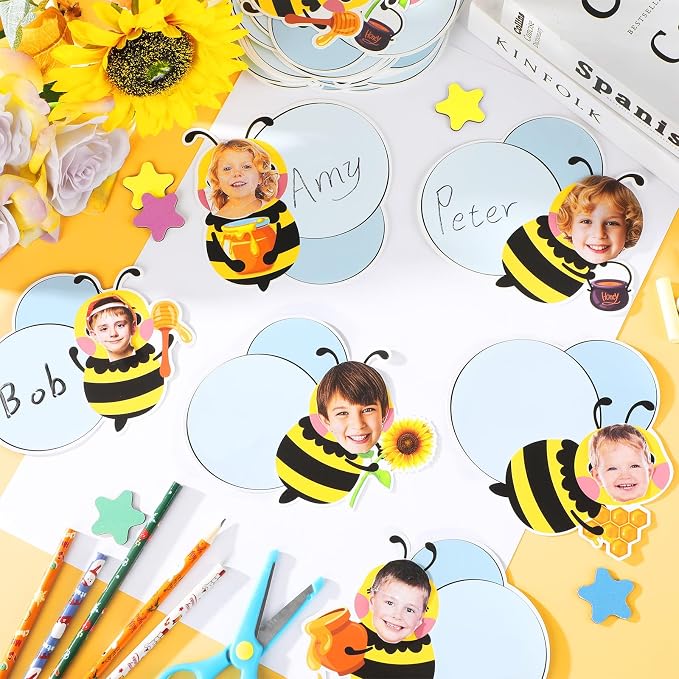 gisgfim 80Pcs Bee Cutouts Summer Honey Bee Decorations Bulletin Board Summer