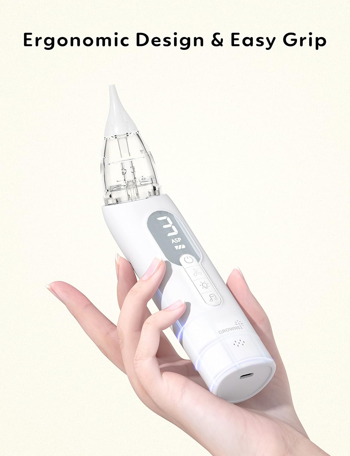 GROWNSY Upgrade Nasal Aspirator for Baby, Rechargeable Baby Nose Sucker, Electric Nose Suction for Baby