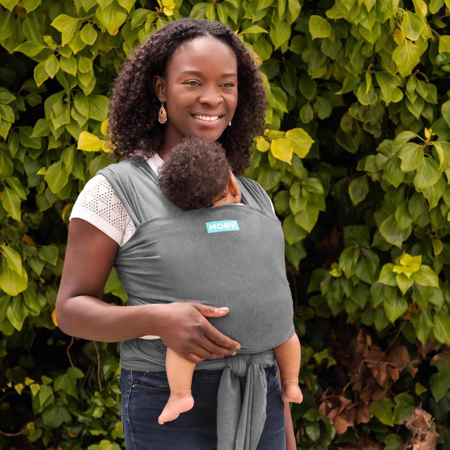 Moby Baby Wrap Carrier Element for Newborns to Toddlers (8-33lbs), Infant Sling Carrier, Ultra Lightweight & Hands Free Design, Adjustable for All Body Types (Asphalt)