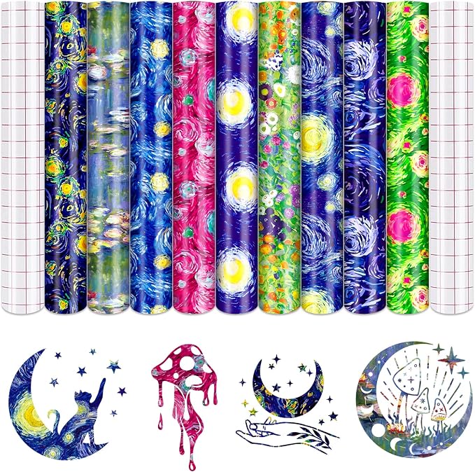 Tintnut Starry Sky Permanent Vinyl 9 Pcs 12x10in Permanent Adhesive Vinyl | Van