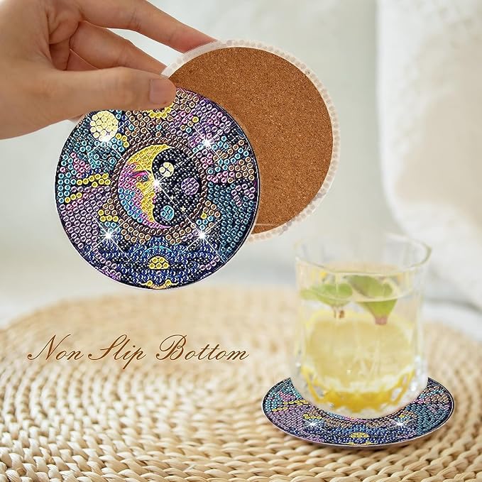EWJRNSF 8 PCS Diamond Art Coasters Kit, Small Diamond Painting Coasters