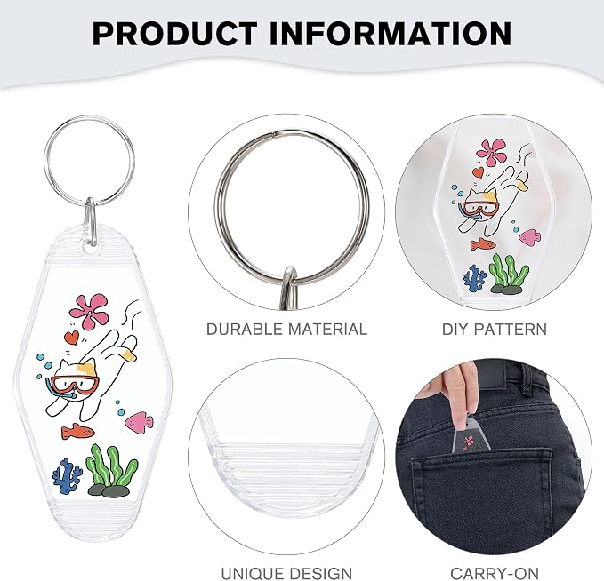 Yoption 50pcs Blank Motel Keychain Bulk