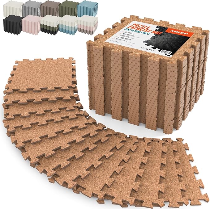 AIRHOP 18 PCS Gym Floor Mat, EVA Foam Puzzle Gym Mat, High-Density Interlocking