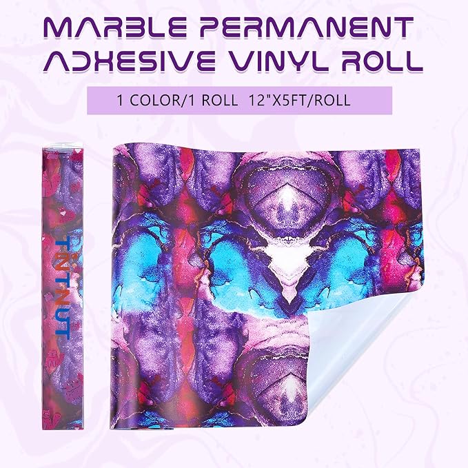 Tintnut Marble Permanent Vinyl Roll 12" x5ft Purple Adhesive Vinyl | Gradient
