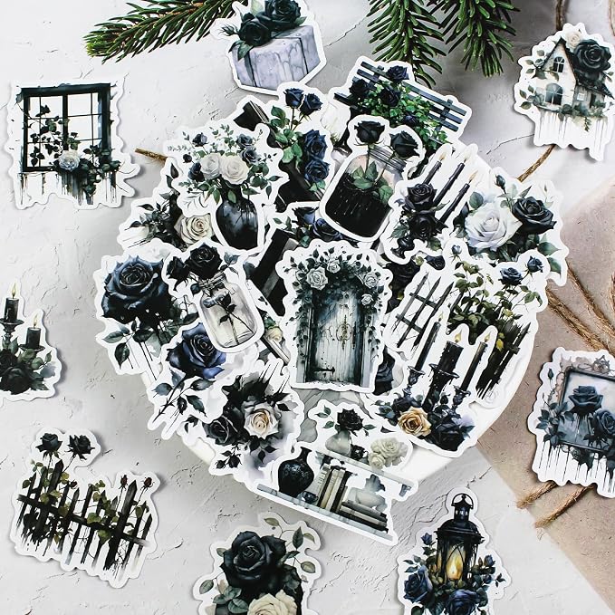 Dark Aesthetic Stickers 80 Pcs, Water Bottle Vinyl Waterproof Sticker