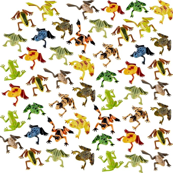 Civaner 60 Pieces Plastic Frogs Toy Mini Vinyl Realistic Frog Decorations Fun