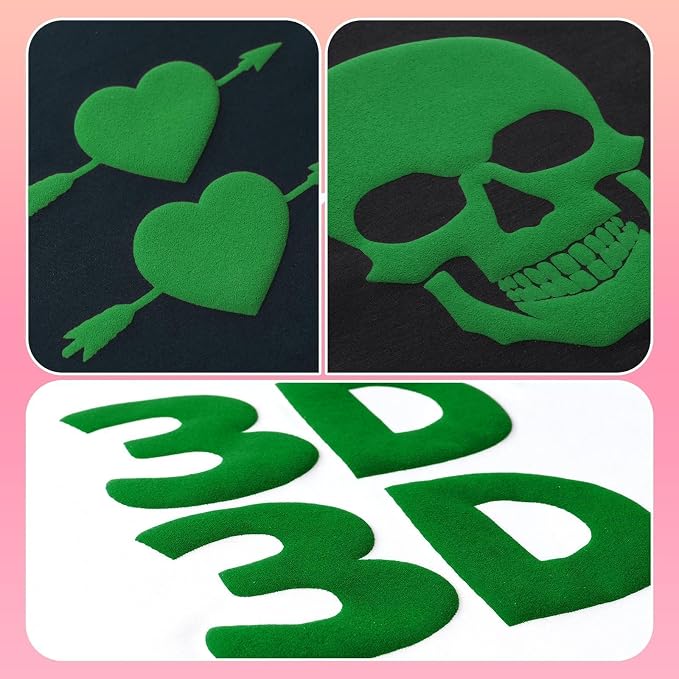 VinylRus Green Puff Vinyl Heat Transfer -12” x 6ft Puffy 3D Iron on Vinyl