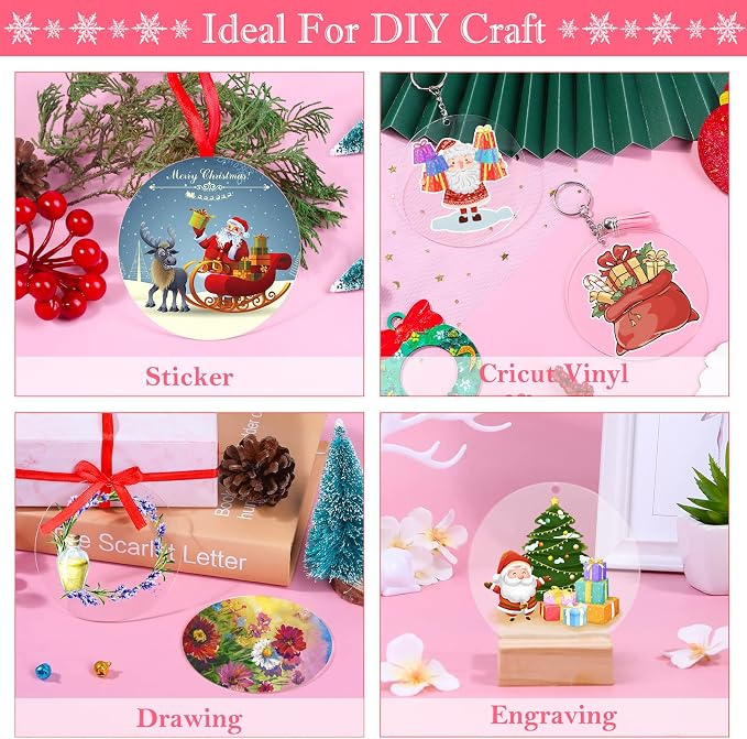 3.5 Inch Acrylic Ornaments Blanks, Christmas Decor, Keychain Engraving