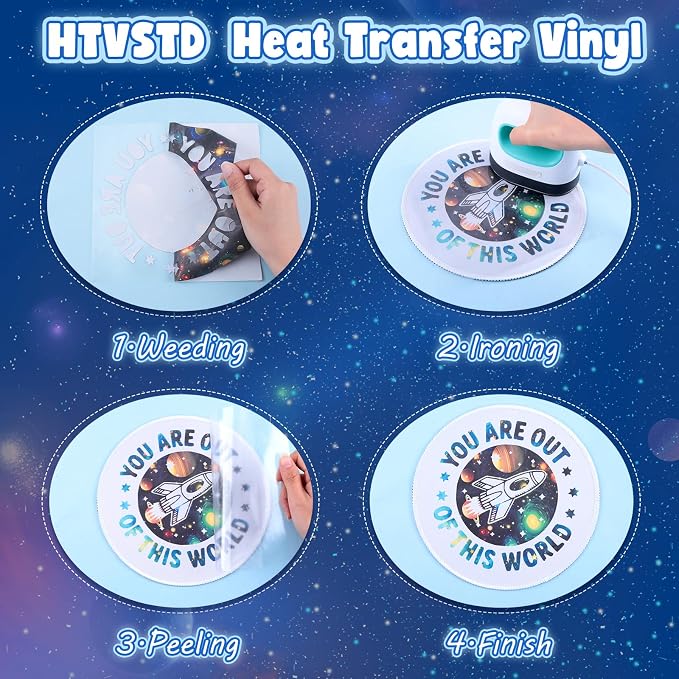 HTVSTD Dark Space HTV Heat Transfer Vinyl 8Sheets 12×10in Iron on Vinyl | Glow