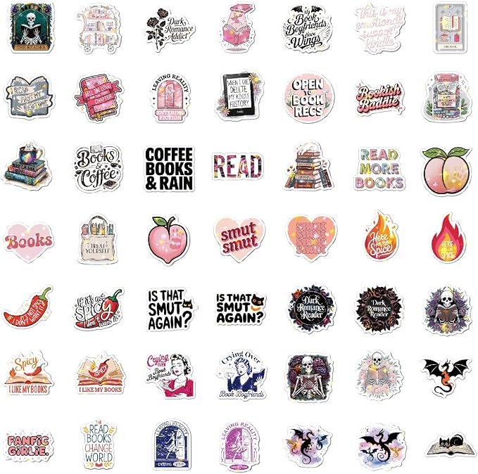 150 Pcs Romance Book Stickers for Kindle, Holographic Reading Sticker Packs for