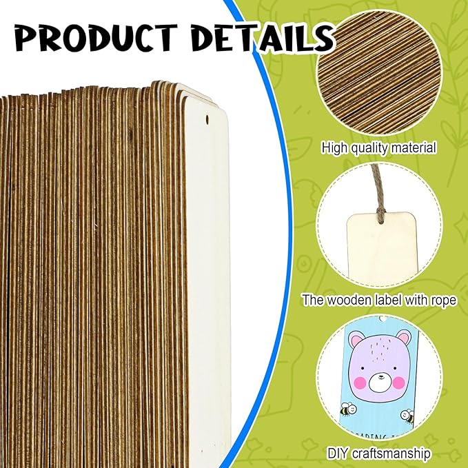 120 PCS Wood Blank Bookmarks Set