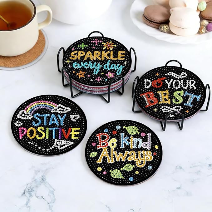 Gemozaic 8PCS Inspirational Diamond Art Coasters Kit
