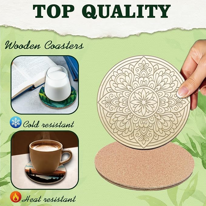 26PCS Wood Coasters Craft Kit 10 Paint You Own Coaster