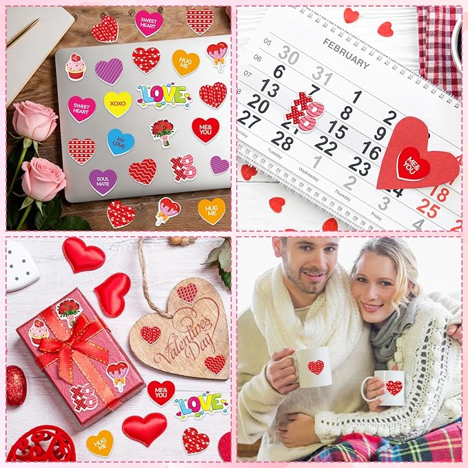 300Pcs Valentine's Day Foam Stickers, Self-Adhesive Heart Foam Stickers