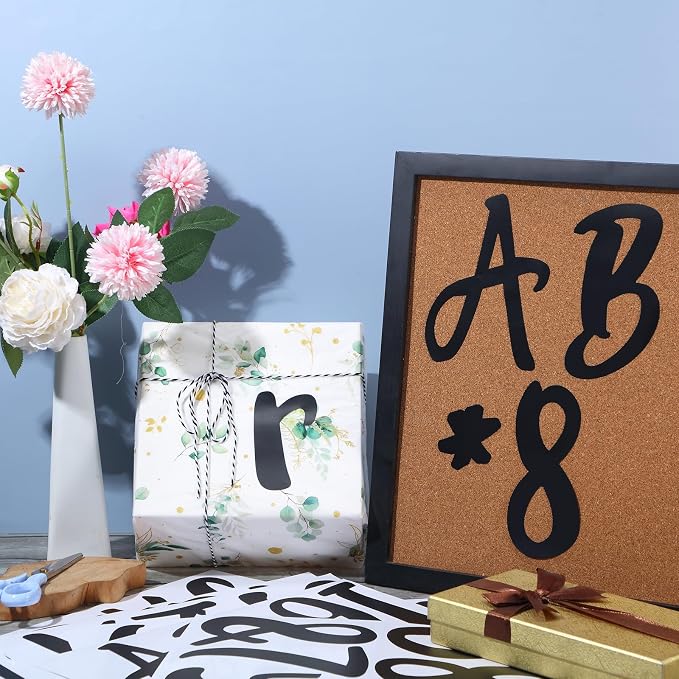 Outus 576 Pcs 8 Sheets Letters Stickers Vinyl Alphabet Number Decals Back to