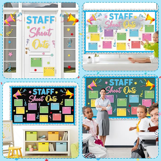 Staff Shout Outs Bulletin Board Decorations Colorful Back to School Bulletin