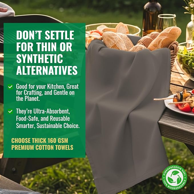 Flour Sack Dish Towels for Kitchen Set of 6 100% Cotton Bread Dough Proofing