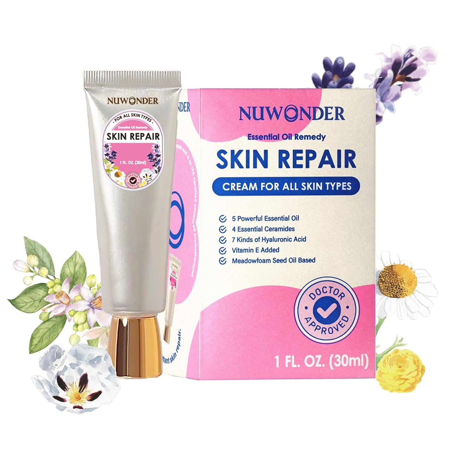 Natural SKIN REPAIR. Clinically tested Aromatherapy. Powerful Essential Oil. Eczema, Dermatitis, Diaper rash, and Sensitive skin. For all skin types. Hypoallergenic, Vegan, Paraben Free. 30ML TUBE