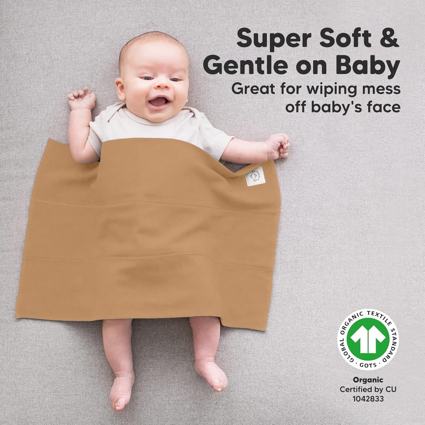 Organic Burp Cloths Baby Boy, Girl - 6-Pack Large Cotton Burping Cloths for Babies, Spit Up Rags, Super Absorbent, Ultra Soft Newborn Rag, Gender Neutral, Machine Washable, Durable(Terracotta)