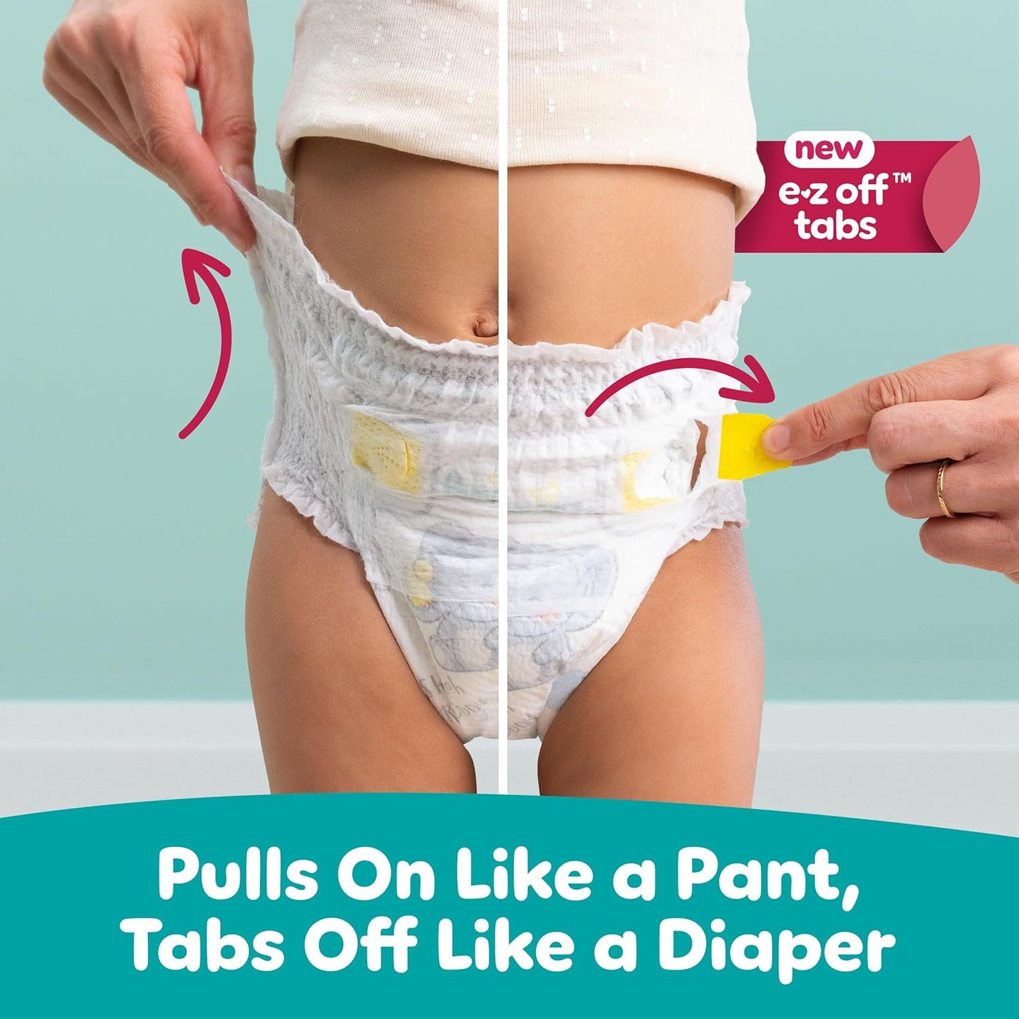 Pampers Diapers - Swaddlers 360° - Size 4, 104 Count, up to 100% Leakproof Comfy Dry Fit, Designed for Easy Changes, Pull On Baby Diaper (Packaging May Vary)