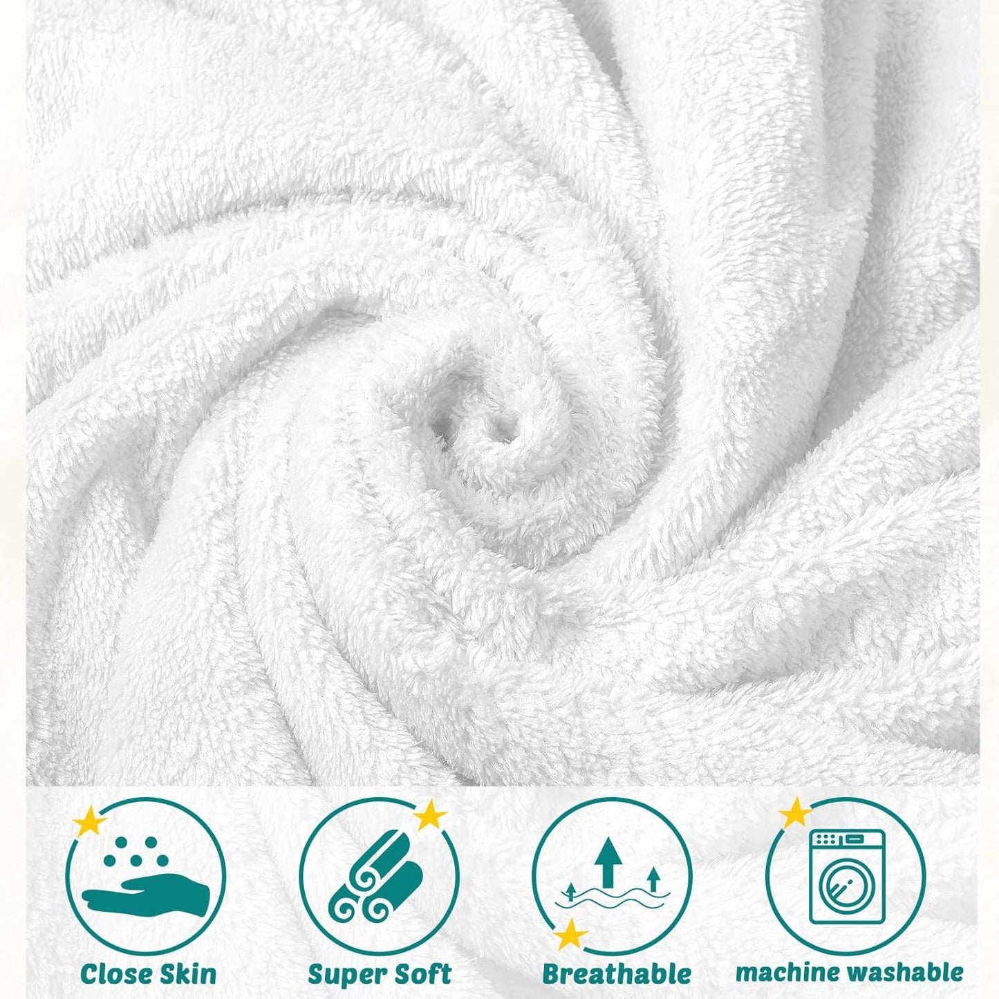 Chumia 6 Pack Baby Bath Towel Coral Fleece Soft Absorbent Newborn Hooded Towel for Kid 30 x 30 Inch Toddler Bath Blanket for Babies Infant Shower Gift(White)