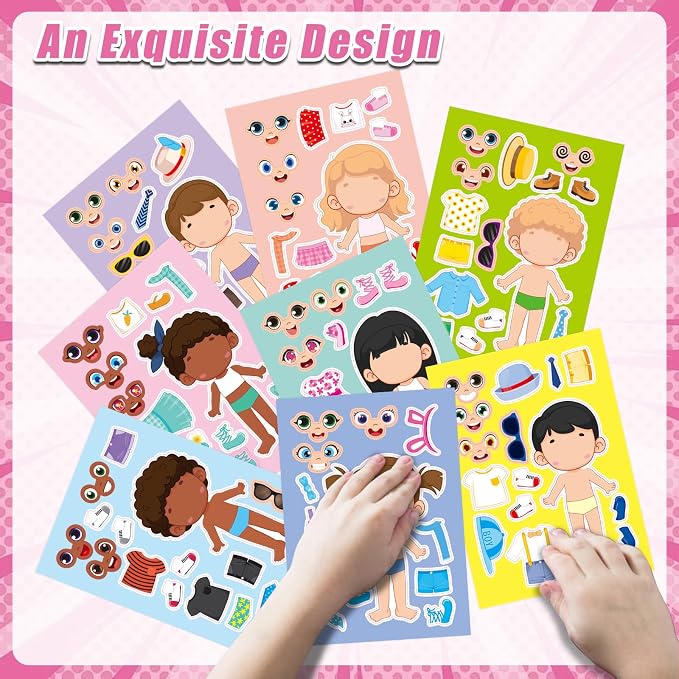 32 Sheets Make a Face and Dress Up Stickers, Make Your Own Stickers