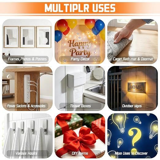 5 Rolls Double Sided Tape Heavy Duty, Total 50FT Clear Double Sided Mounting