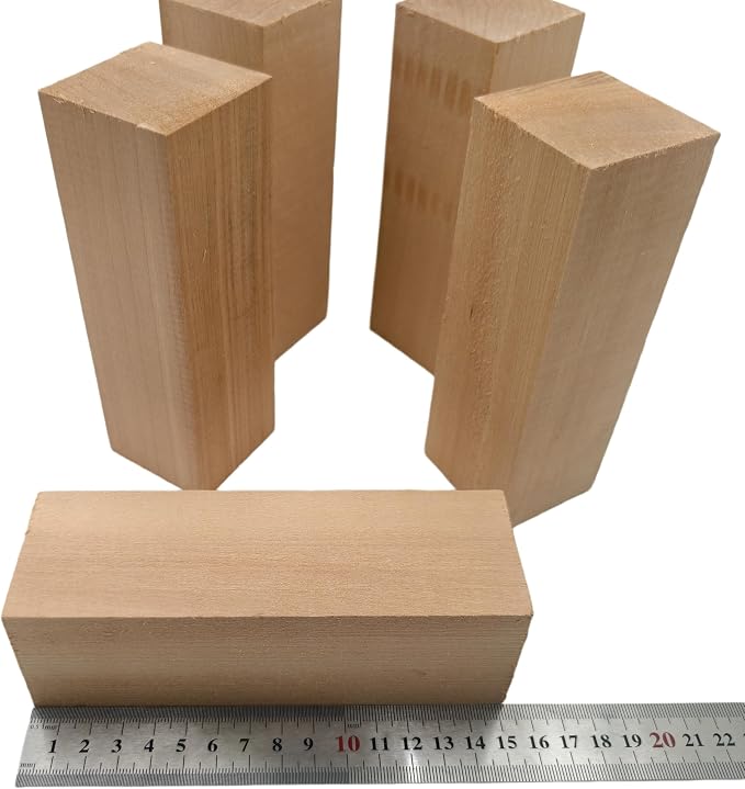 5PCS Basswood Carving Blocks, Whittling Wood Carving Kit, Unfinished Wooden