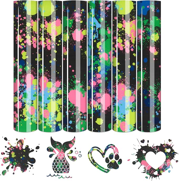 Tintnut Blue Green Splash Heat Transfer Vinyl, stretch washable, works