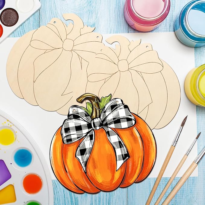 Unfinished Fall Wreaths Wood Crafts to Paint Set of 3, Unfinished Wood Cutouts