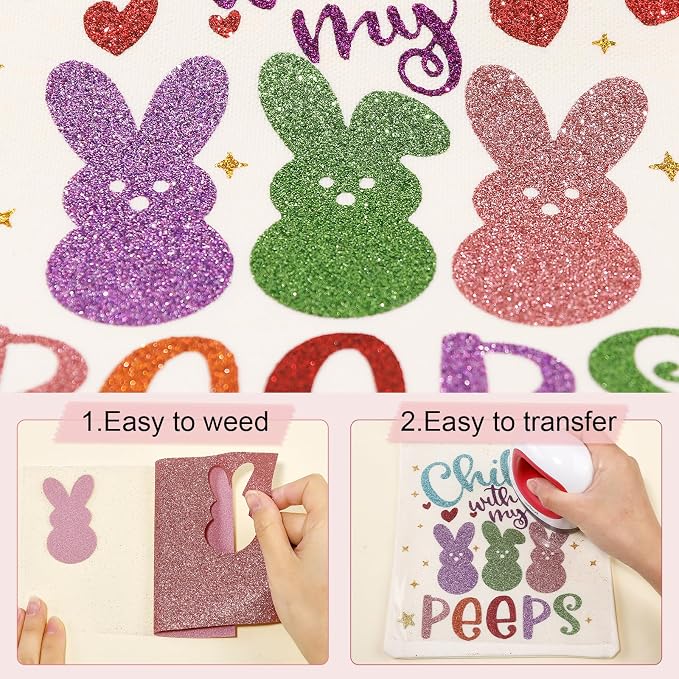 Tintnut Rose Gold Glitter Heat Transfer Vinyl Roll, easy cut & weed, stretch