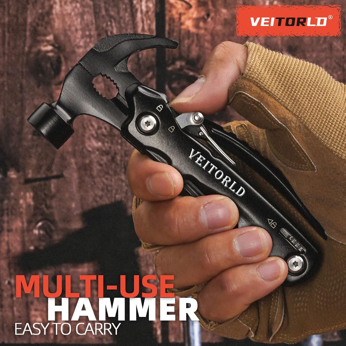 VEITORLD Gifts for Men Dad Husband Christmas, All in One Tools Mini Hammer Multitool, Unique Anniversary Birthday Camping Gifts Ideas for Man Him Boyfriend Grandpa, Cool Stocking Stuffers for Men