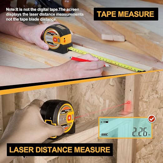 PREXISO 2-in-1 Laser Tape Measure