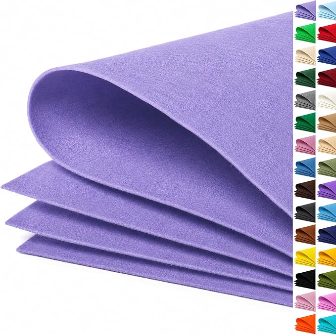 Lavender Large Felt Fabric 36" x 36", 1mm Stiff Felt Sheet, Nonwoven Fabric