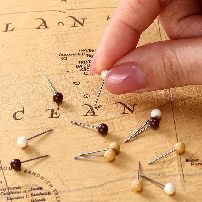 WILLBOND 500 Pack Map Push Pins Map Tacks Small Round Head Push Pins Thumb Tacks