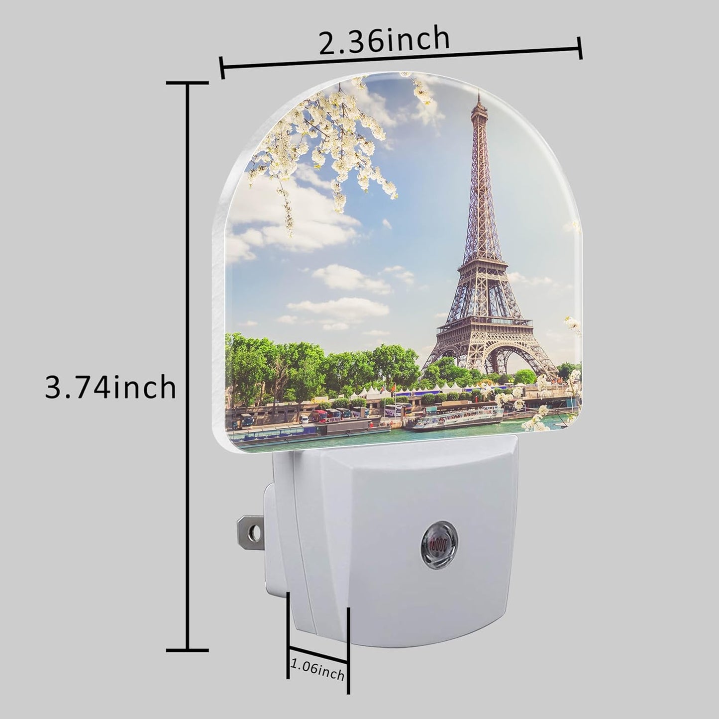 Plug in Night Lights Eiffel Tour Over Seine River Nightlight Plug Into Wall Dusk to Dawn Sensor LED Night Light for Kid Girls Boys Room Decor, Hallway, Kitchen, Bathroom, Nursery, Stairs