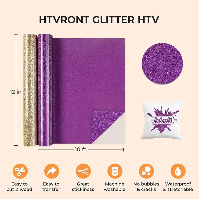 HTVRONT Glitter HTV, Glitter Heat Transfer Vinyl